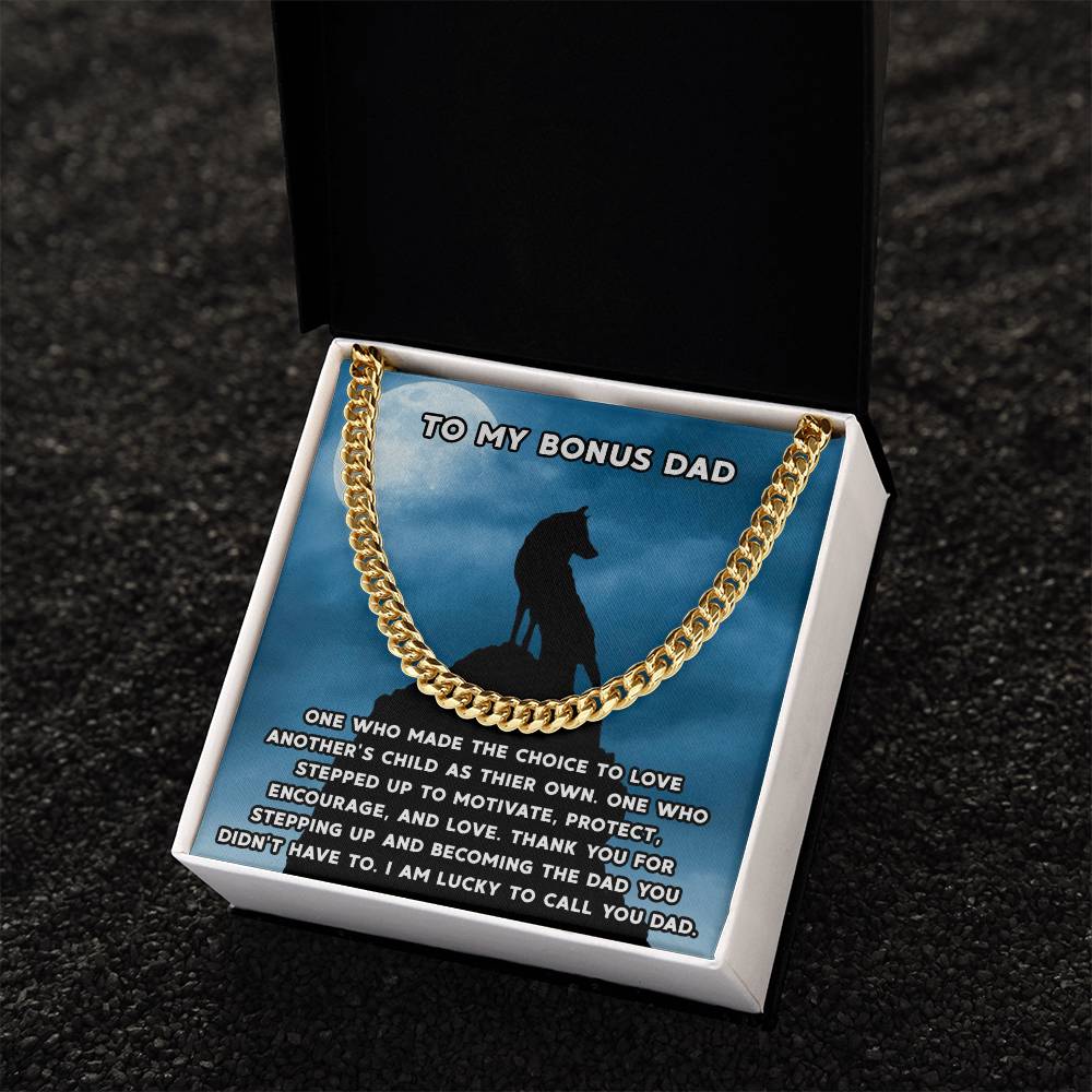 Step Dad Gift From Step Daughter Bonus Dad Gift From Bonus Son Fathers Day Sentimental Gift For Stepped Up Dad Cuban Link Chain