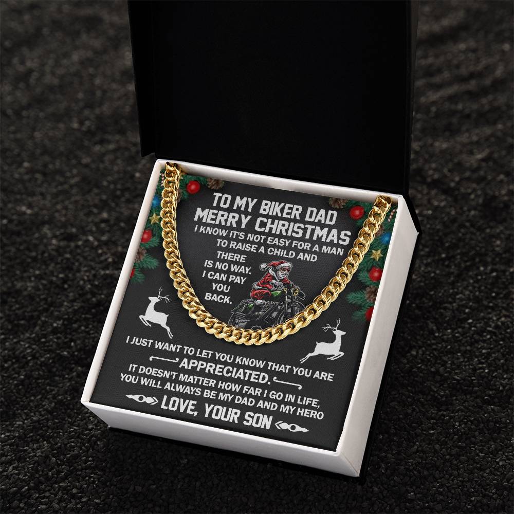 To My Biker Dad-Cuban Link Chain Necklace-Gift From Son