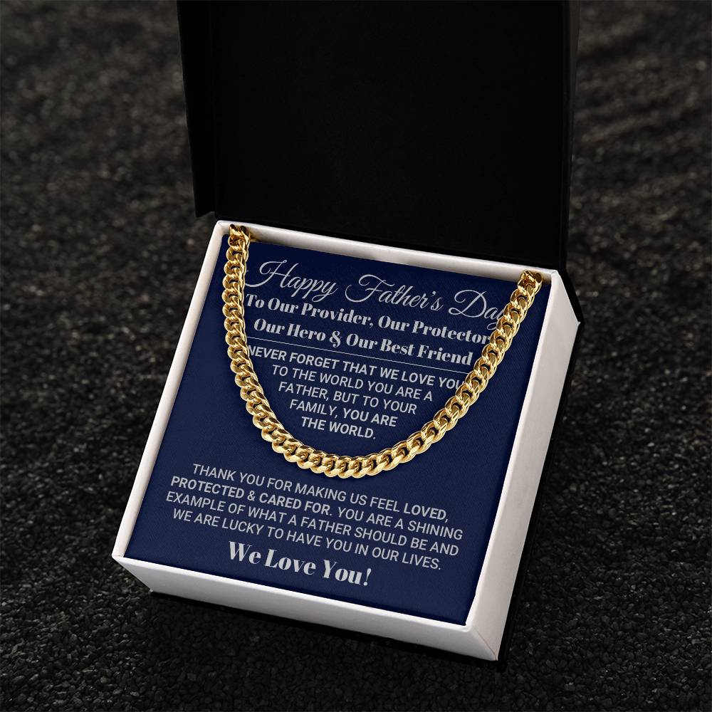 Our World Father's Day Necklace Cuban Link Chain