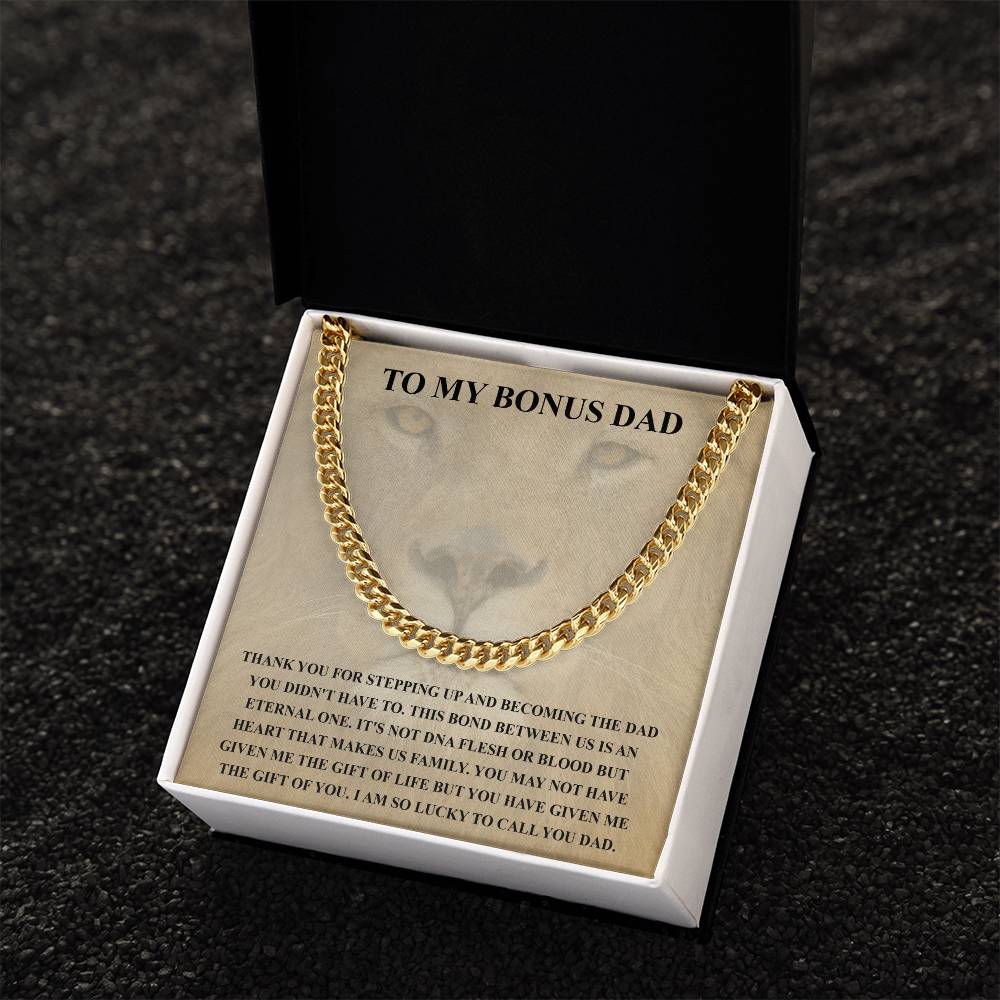 Step Dad Gift From Step Daughter Bonus Dad Gift From Bonus Son Fathers Day Sentimental Gift For Stepped Up Dad Cuban Link Chain