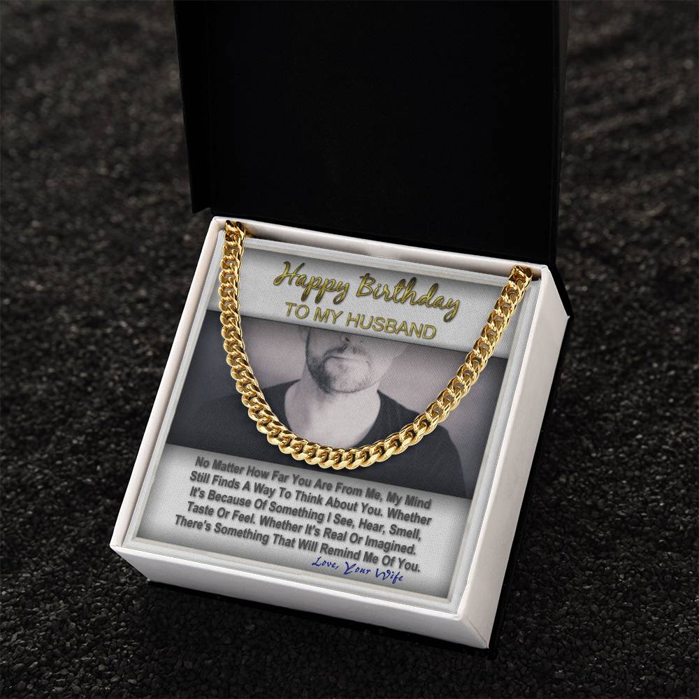 Happy Birthday To My Husband Gift For Him Cuban Link Chain Message Card Gift Box