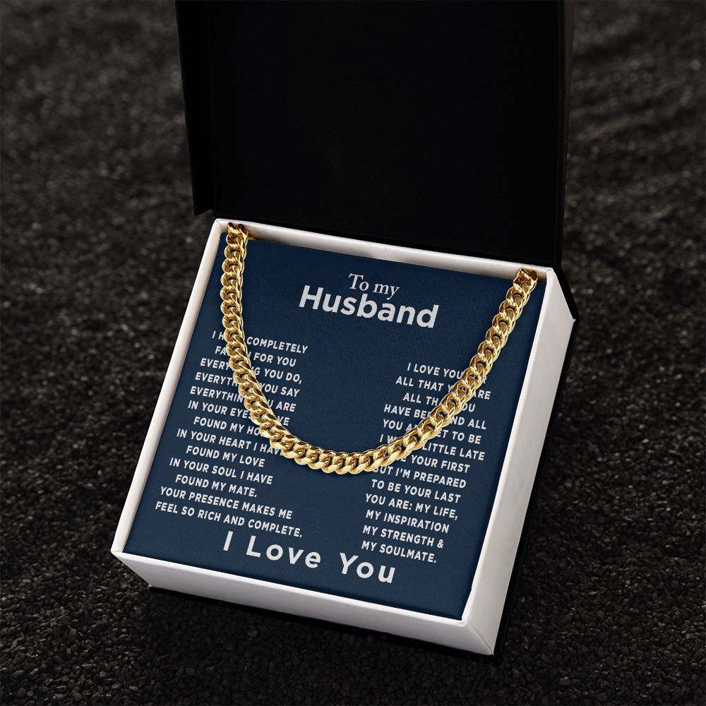 To My Husband - Meeting You Was Fate - Gift For Father's Day Birthday Anniversary - Gift For Husband Gift For Boyfrien Cuban Link Chain