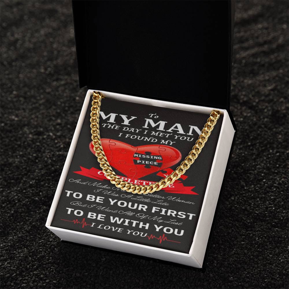 To My Man Cuban Chain Necklace For Him Romantic Birthday Gifts For Him Christmas Best Jewelry For Men Jewelry For Him Cuban Link Chain