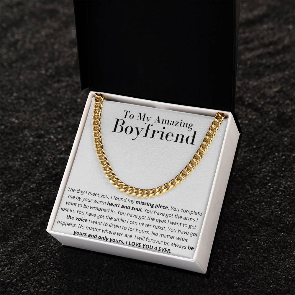 To My Amazing Boyfriend Necklace Gift From Girlfriend Anniversary Necklace Boyfriend Birthday Gift Christmas Gift Cuban Link Chain