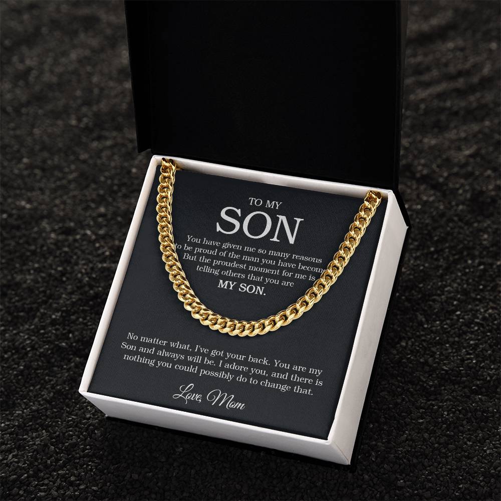 To My Son Chain Necklace Sentimental Gift From Mom Son Birthday Gift Cuban Link Chain