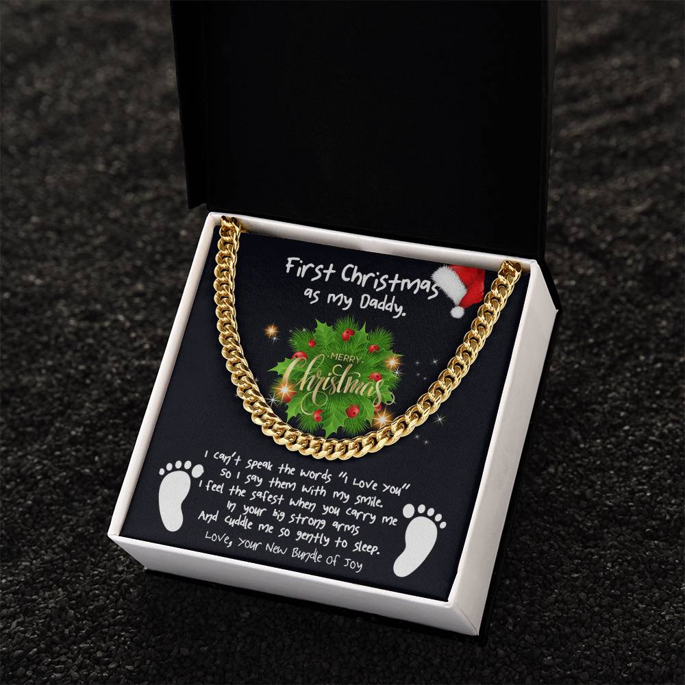 First Christmas Daddy Cuban Link Chain