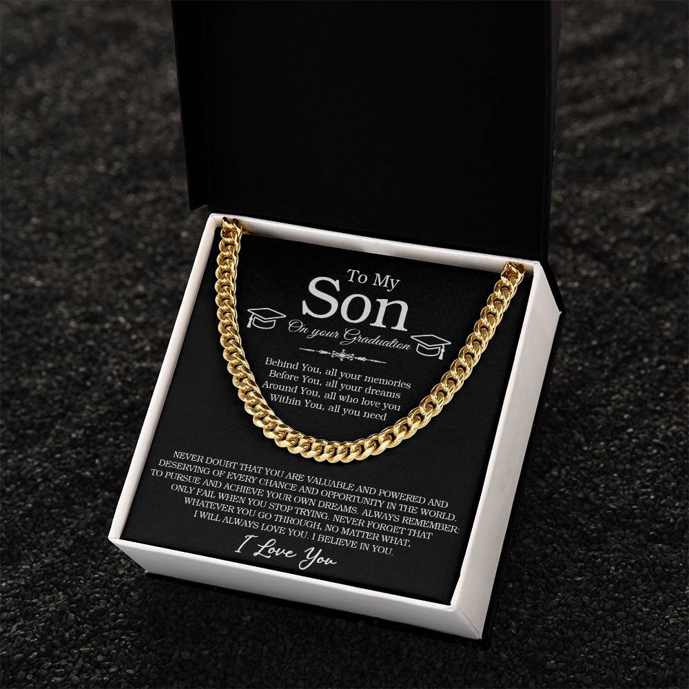 To My Son On You Graduation Chain Necklace Graduation Gifts For Son From Mom Or Dad High School College Graduation Gif Cuban Link Chain