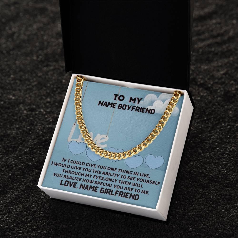 Personalized Necklace Name Gift For Boyfriend Cuban Link Chain