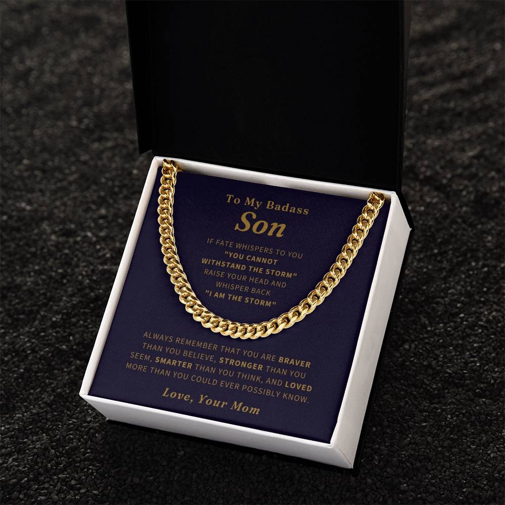 To My Badass Son Necklace To Son From Mom Son Birthday Gift Christmas Gift Necklace For Boy Cuban Link Chain