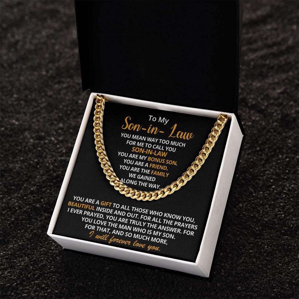To My Son-In-Law - You Are My Bonus Son Cuban Link Chain Necklace