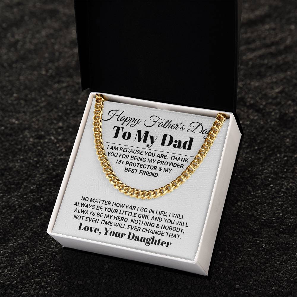 My Dad My Hero Father's Day Necklace Cuban Link Chain