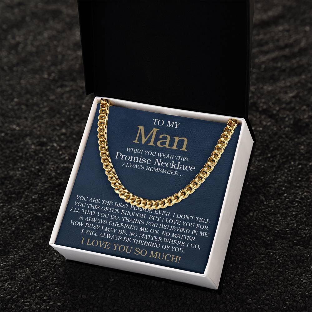 To My Man Cuban Chain Necklace Promise Necklace For Him Romantic Jewelry For Boyfriendhusband Cuban Link Chain