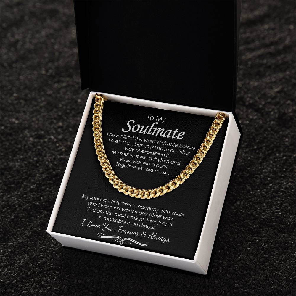 To My Soulmate Cuban Chain Necklace Romantic Gifts For Him Valentine Gift For Boyfriend Husband Cuban Link Chain