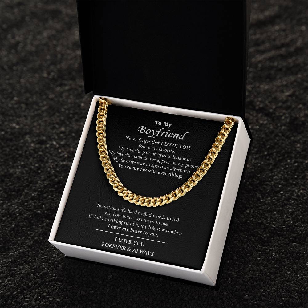 To My Boyfriend Chain Necklace Boyfriend Birthday Valentine's Day Gift Romantic Gift For Boyfriend Anniversary Gift Fo Cuban Link Chain