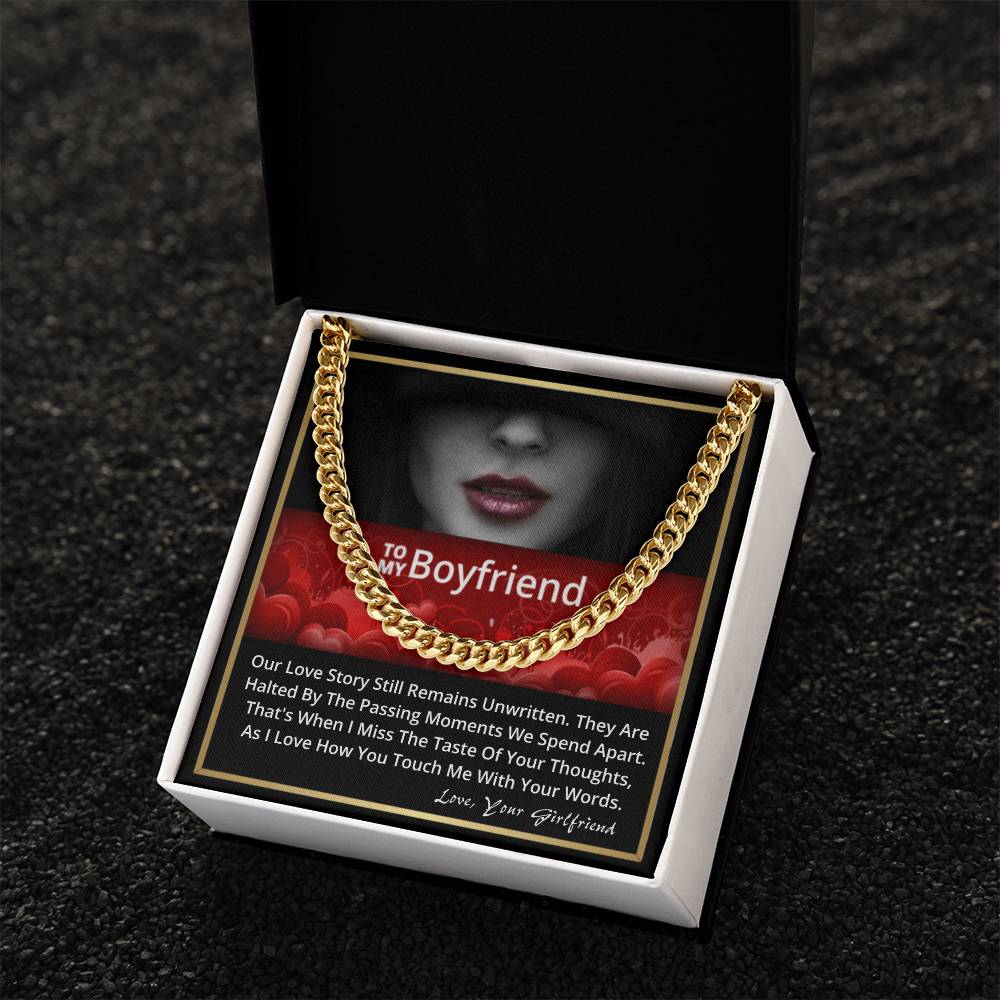 To My Boyfriend Happy Birthday Anniversary Gift For Him Link Chain Necklace Message Card Cuban Link Chain