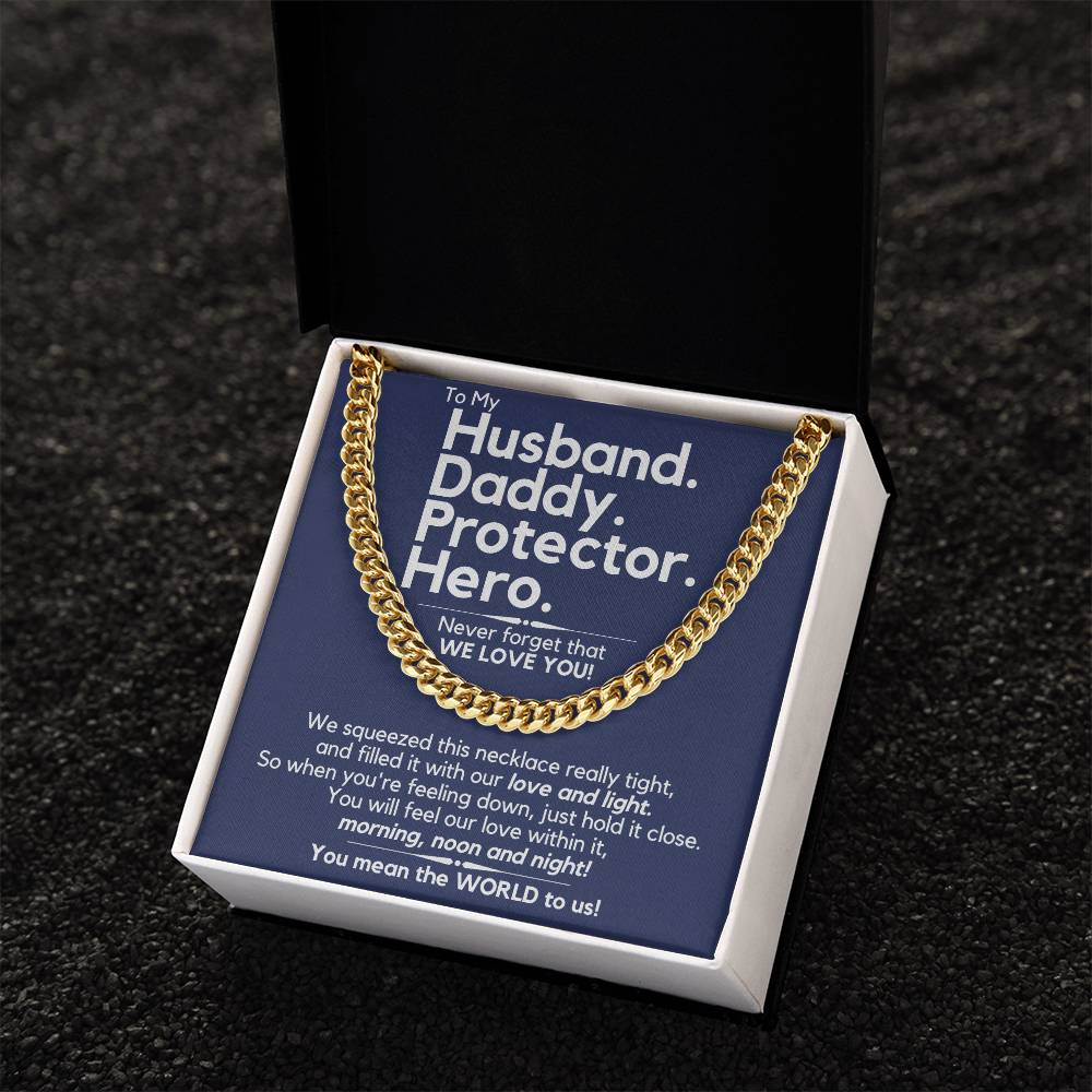 Husbanddaddy - We Love You - Gift Necklace From Family Cuban Link Chain