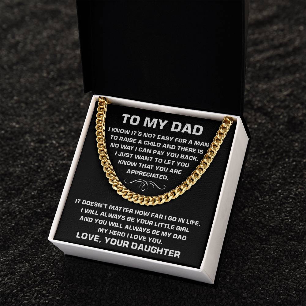 Necklace For Dad From Daughter-Best Father's Day Gift For Dad-Chain Necklace For Dad-Father's Day Jewelry Cuban Link Chain