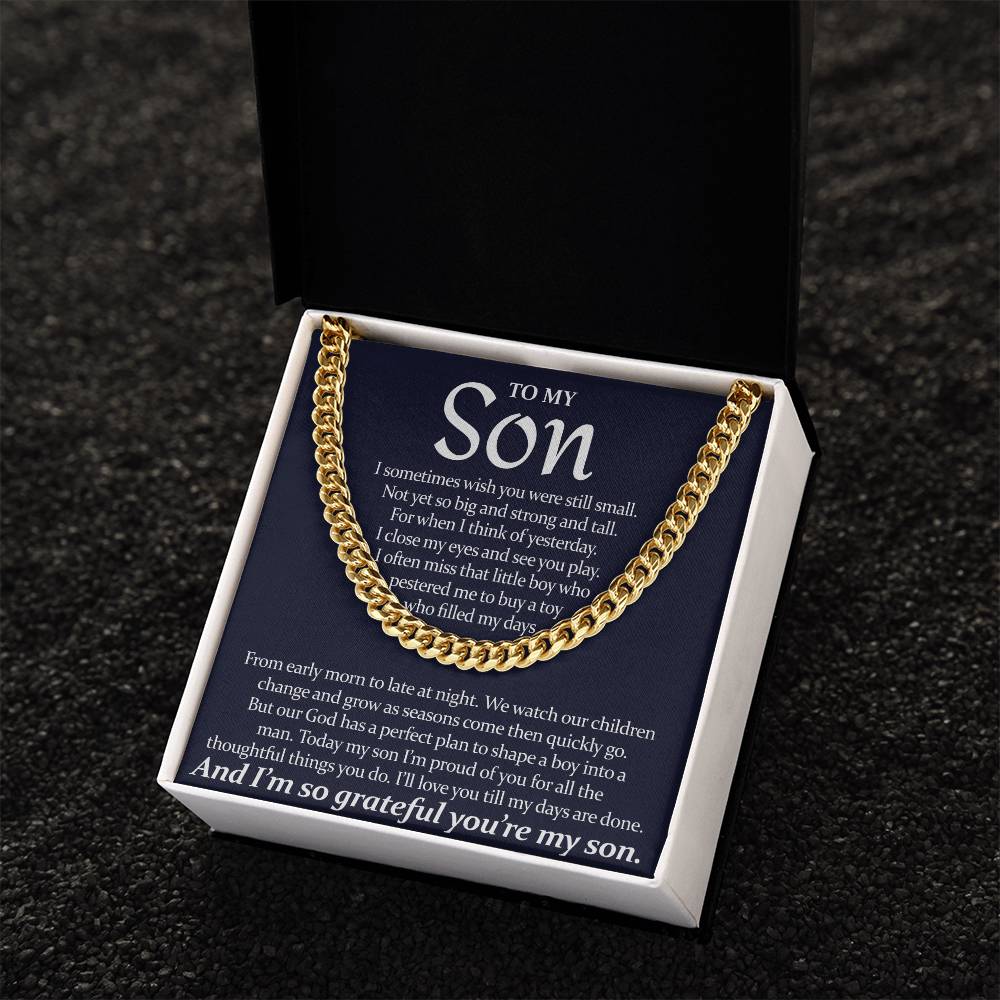 To My Son - I'll Love You Till My Days Are Done From Mom - Cuban Link Chain