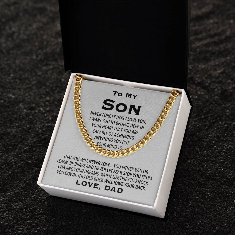 To My Son Gift From Dad Cuban Link Chain Necklace For Son Son Birthday Christmas Gift For Son