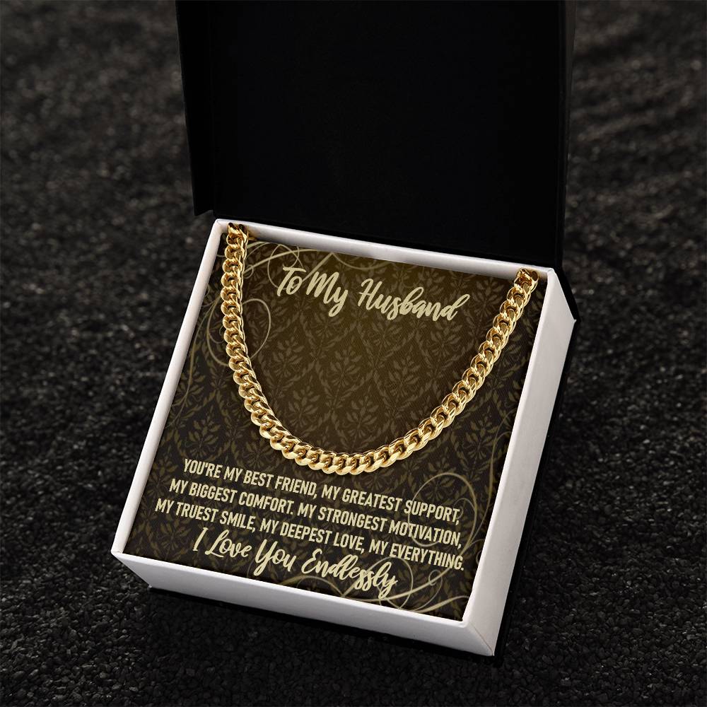 To My Husband I Love My Everything Chain Necklace Cuban Link Chain