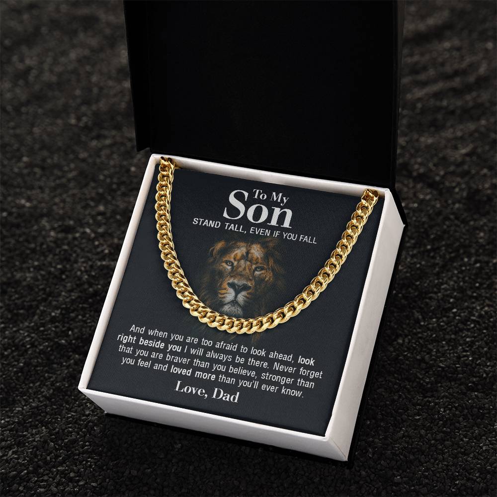 To My Son - Stand Tall From Dad Cuban Link Chain Necklace