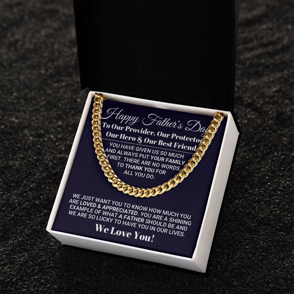 Our World Father's Day Necklace Cuban Link Chain