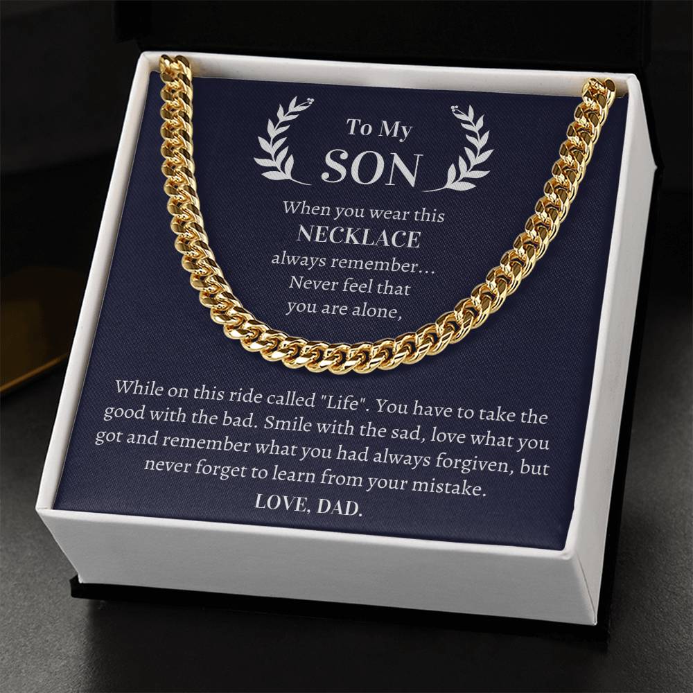 Gift For Son From Dad - Never Forget To Learn From Your Mistake Cuban Link Chain