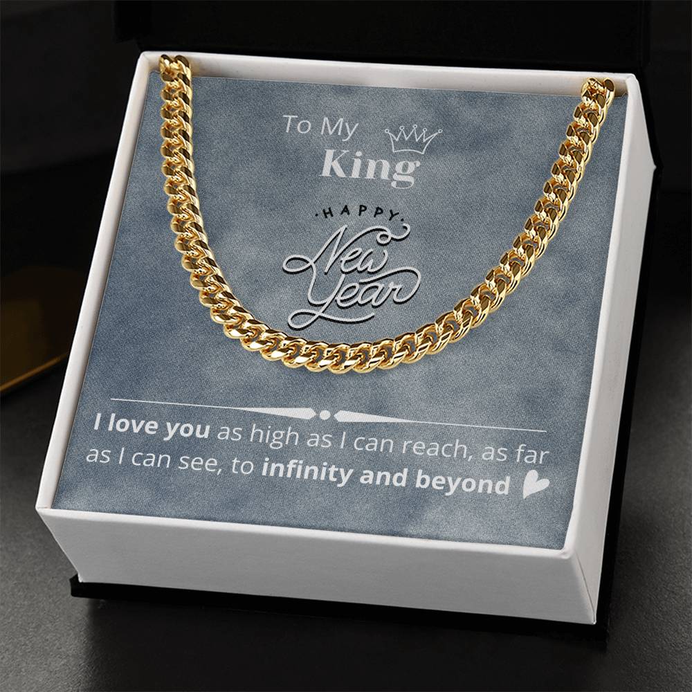 Necklace Gift For Boyfriend Husband Happy New Year Gift Message Card Cuban Link Chain