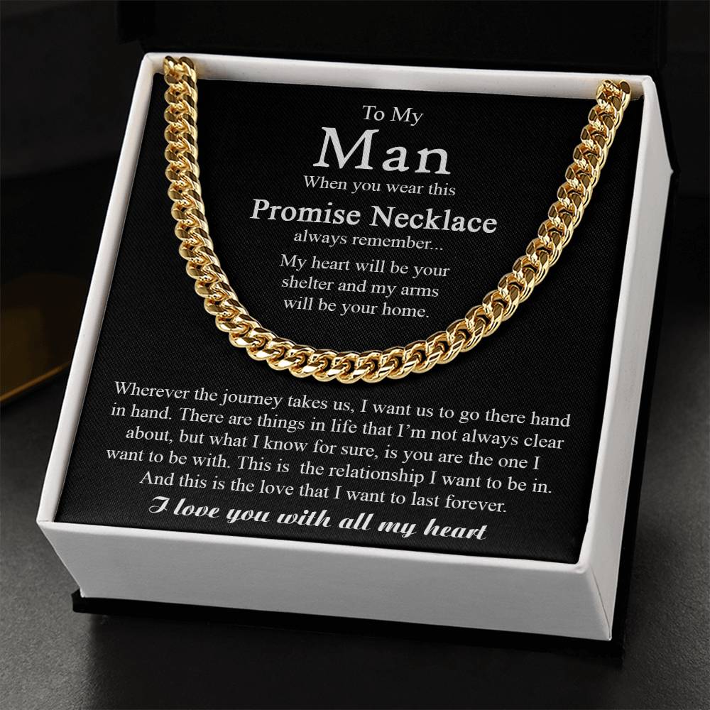 To My Man Necklace Promise Necklace Gift For Him Boyfriend Birthday Jewelry Gift Romantic Gift From Girlfriend Cuban Link Chain