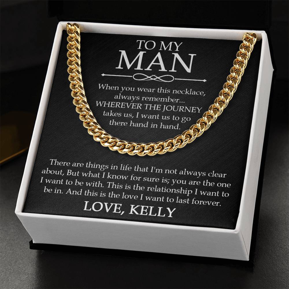 To My Man Cuban Chain Necklace Promise Necklace For Boyfriend Gifts For Boyfriend Christmas Valentines Day Gift For Bo Cuban Link Chain