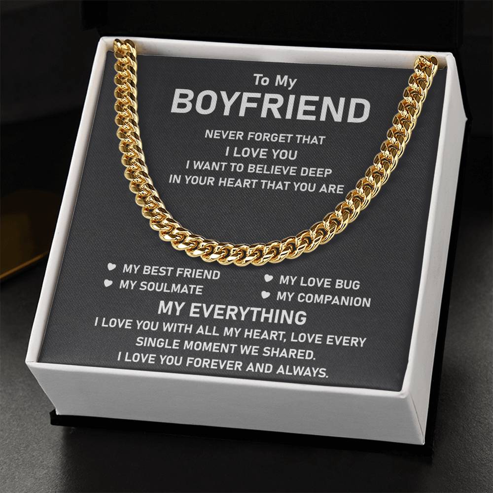To My Boyfriend Cuban Chain Necklace Unique Anniversary Gift For Boyfriend Boyfriend Birthday Gift Cuban Link Chain