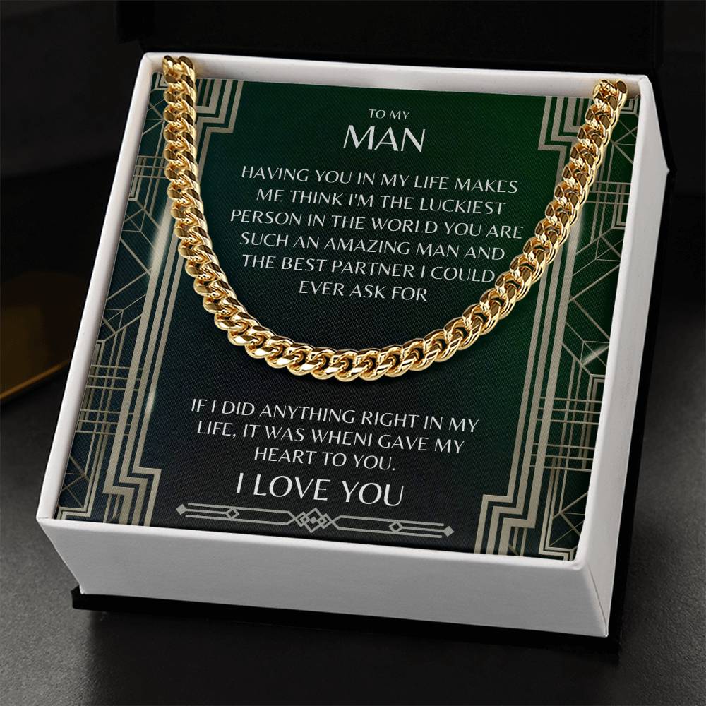 I Gave My Heart To You Cuban Link Chain Necklace Prism Edition