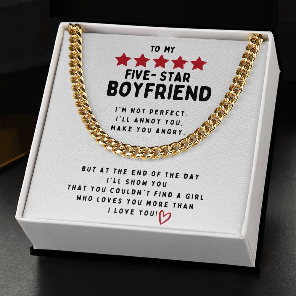 To My Five Star Boyfriend I Love Younecklace Cuban Link Chain