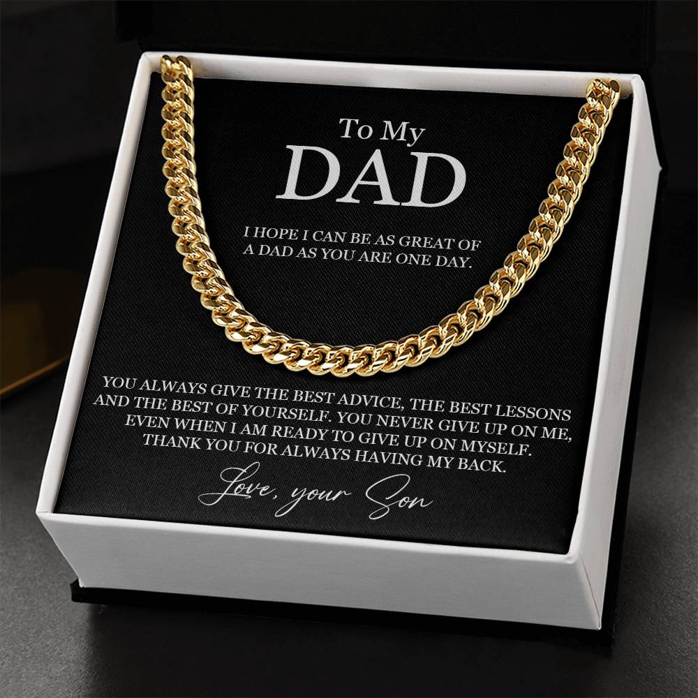 To My Dad Chain Necklace Gift For Dad From Son Dad Birthday Gift Father's Day Gift Cuban Link Chain