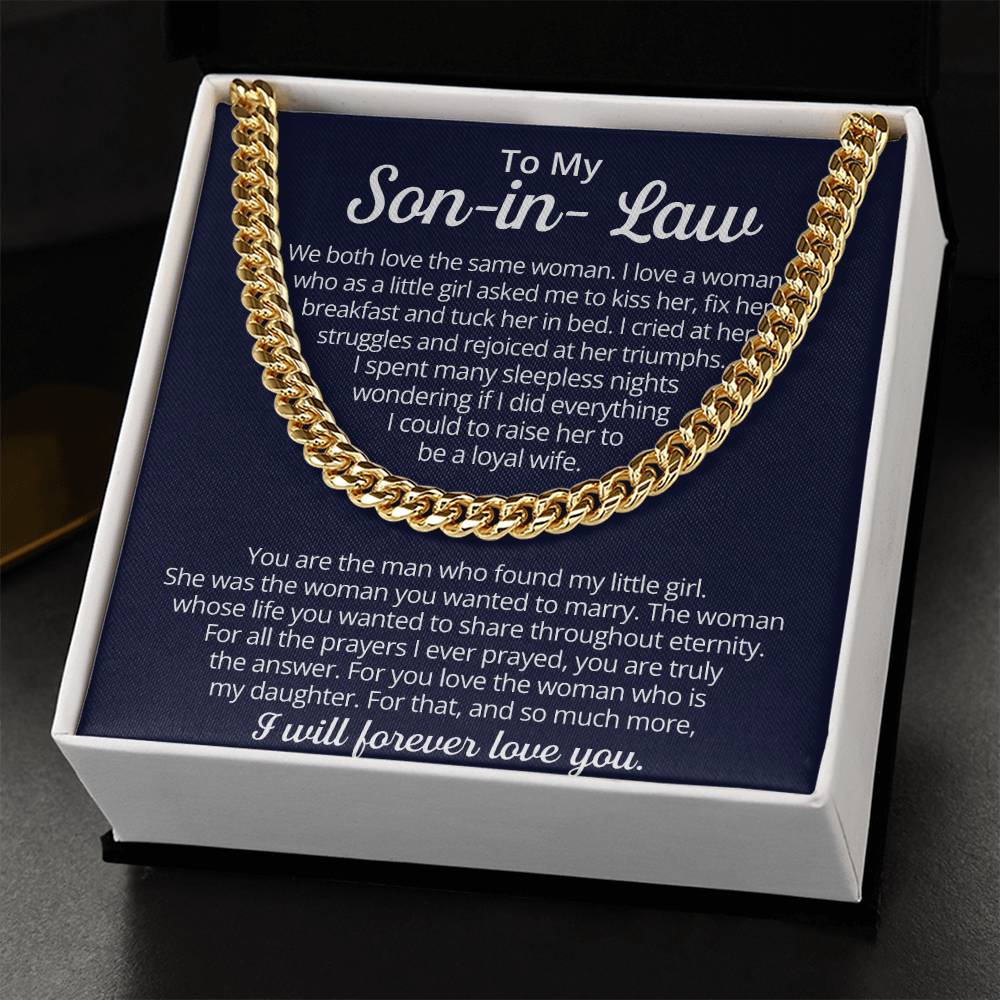 To My Son-In-Law - We Both Love The Same Woman Cuban Link Chain Necklace