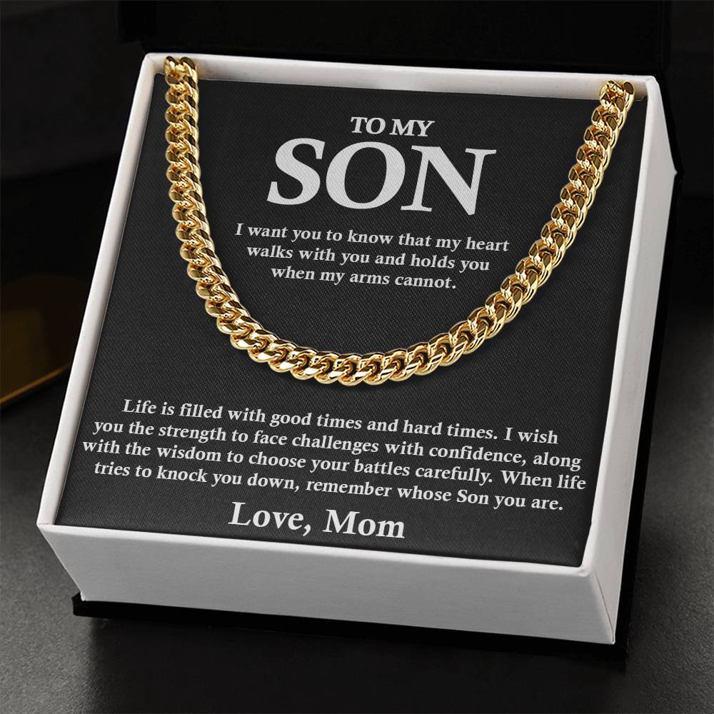 To My Son Chain Necklace Gift For Son From Mom Son Birthday Gift Graduation Jewelry Gift Cuban Link Chain