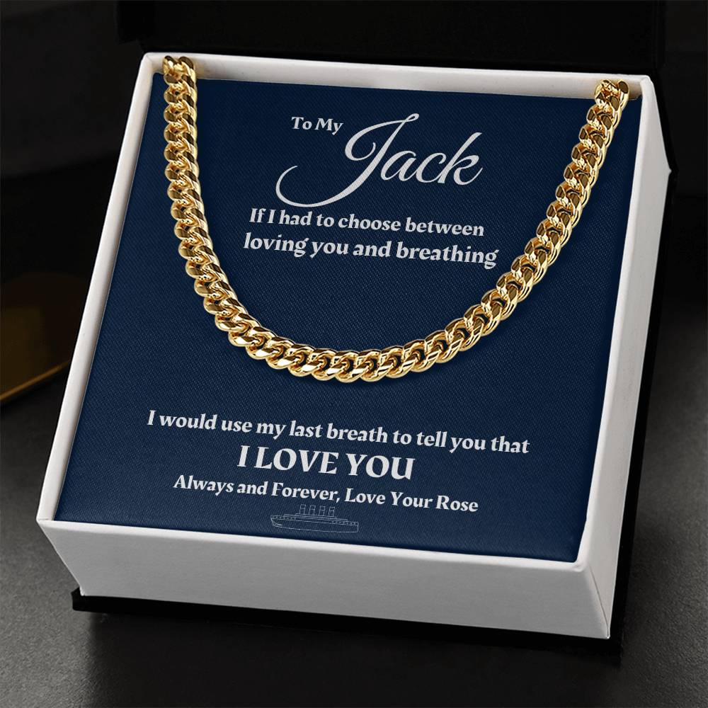 To My Boyfriend Cuban Link Chain Titanic Necklace Valentines Gift For Him Anniversary Gift For Boyfriend