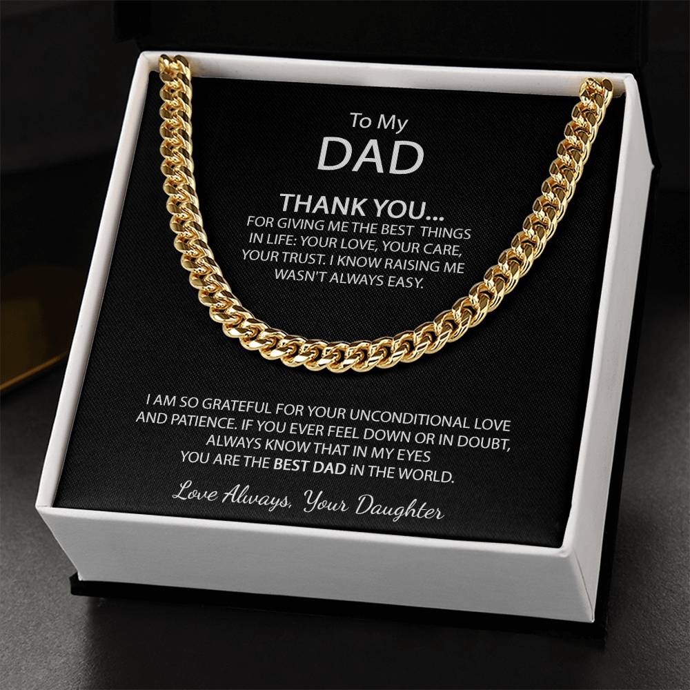 To My Dad Necklace Men Chain Necklace Gift For Dad From Daughter Father's Day Gift Dad Birthday Gift Cuban Link Chain