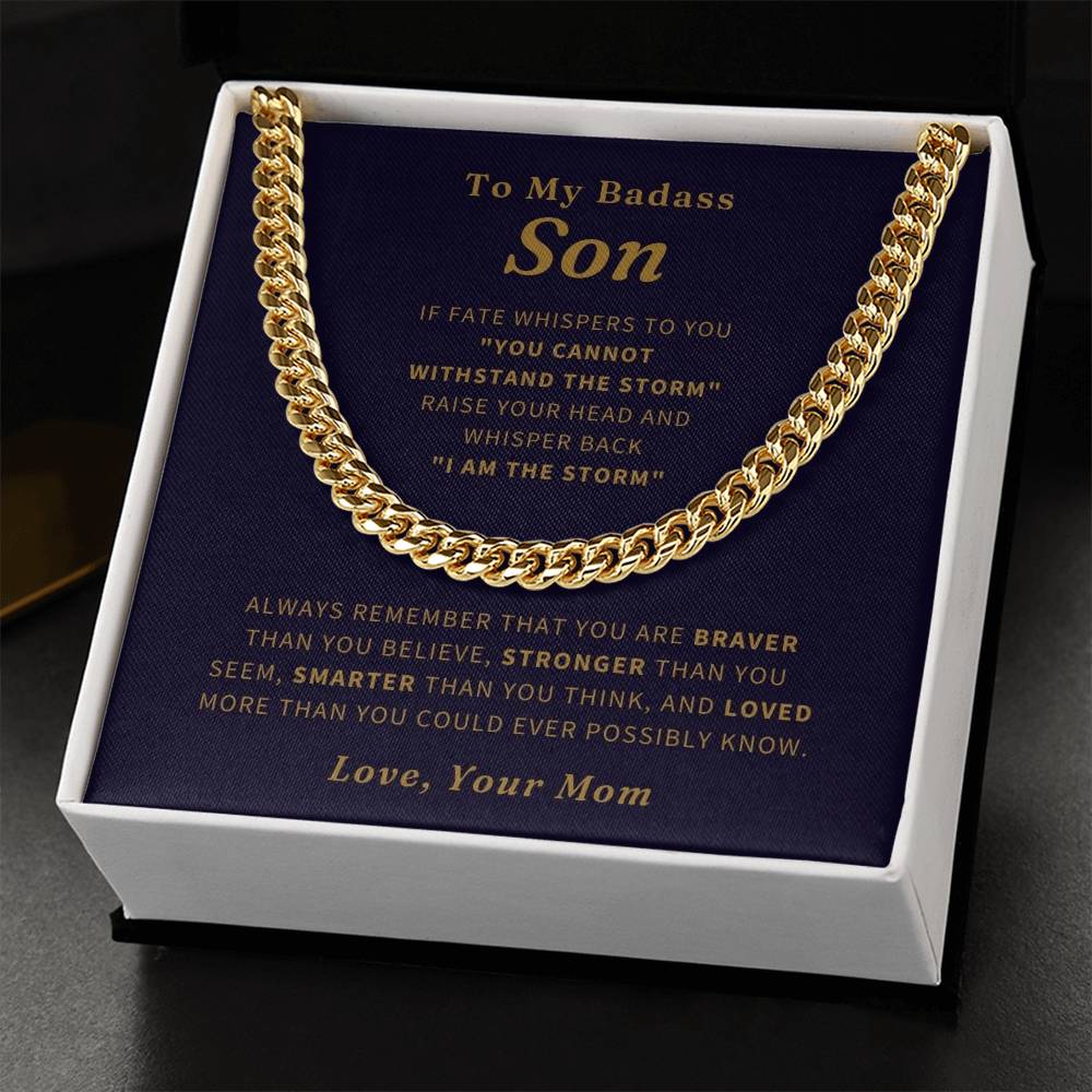 To My Badass Son Necklace To Son From Mom Son Birthday Gift Christmas Gift Necklace For Boy Cuban Link Chain