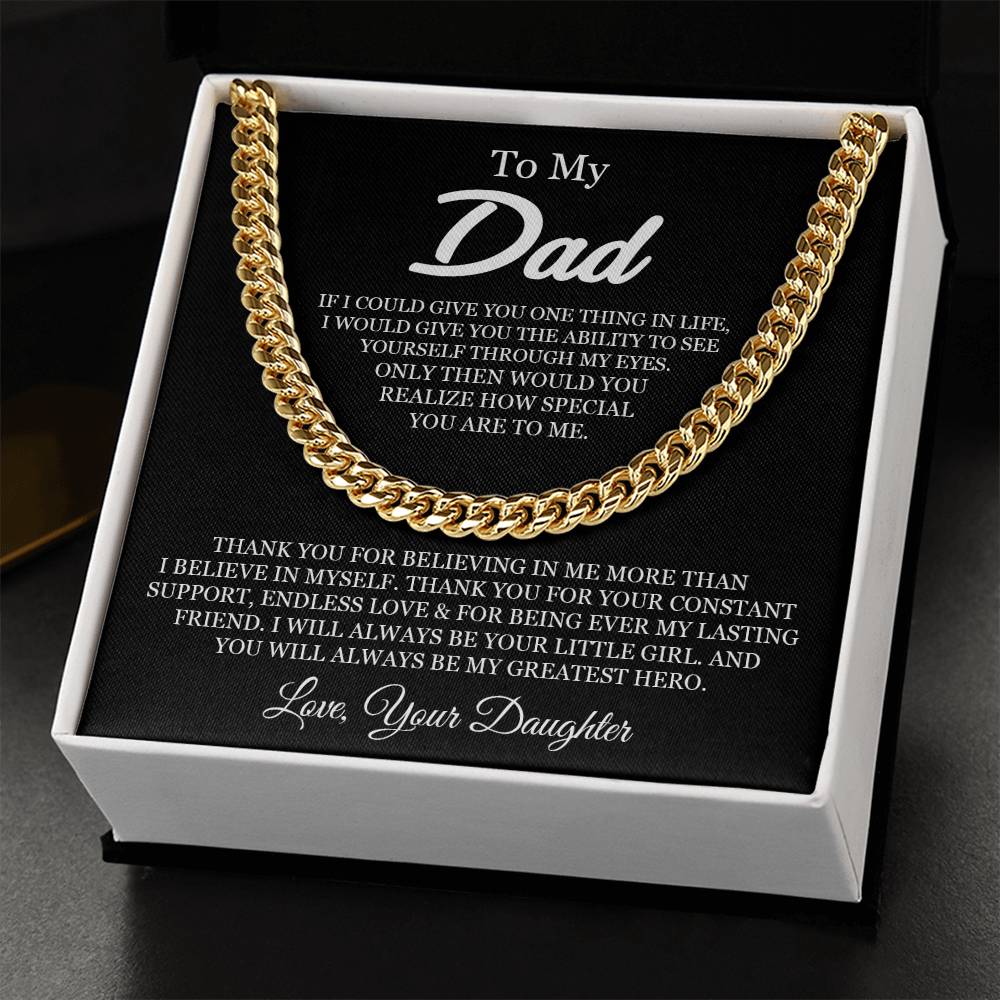To My Dad Cuban Chain Necklace Sentimental Gift For Dad From Daughter Dad Birthday Gift Idea Father's Day Gift Cuban Link Chain