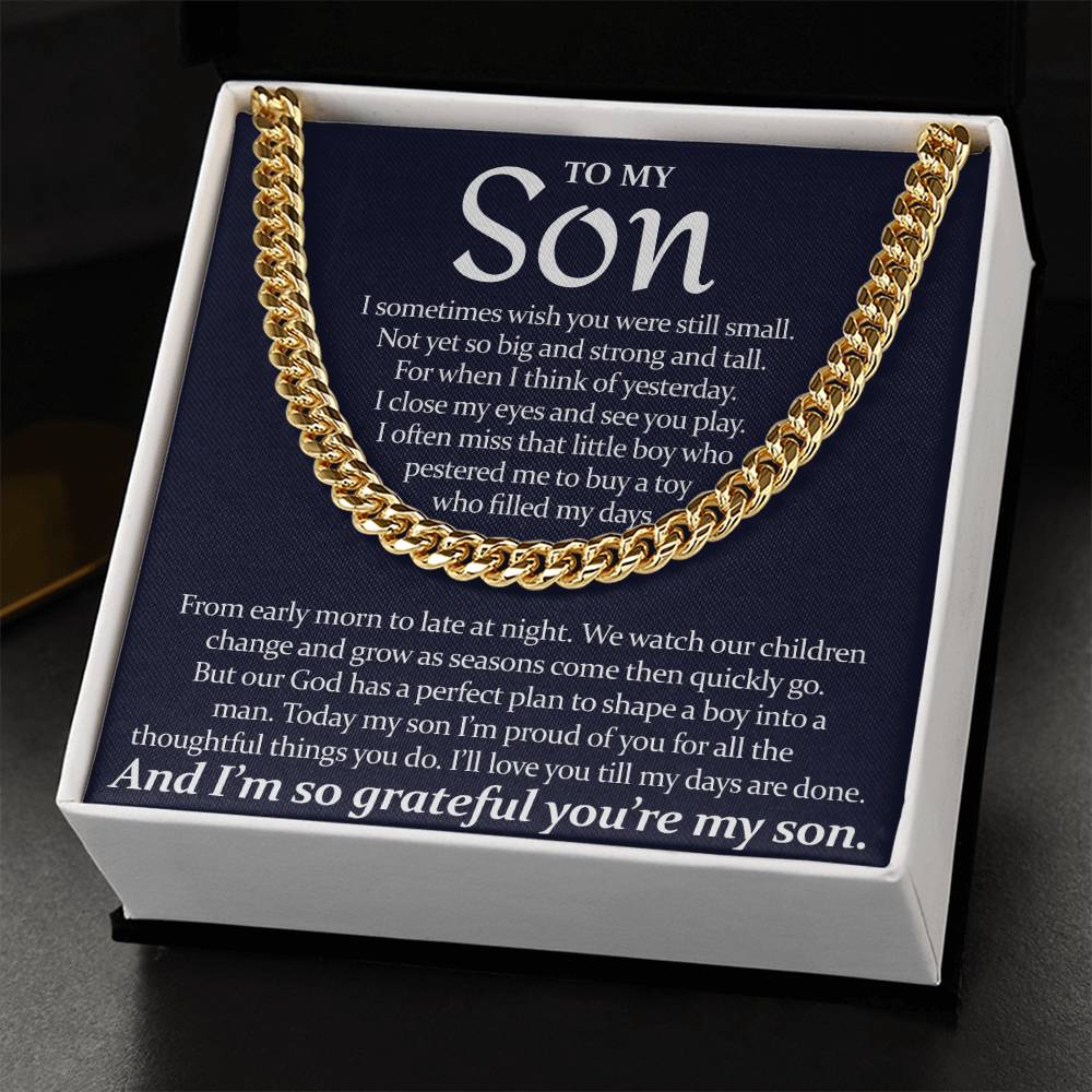 To My Son - I'll Love You Till My Days Are Done From Mom - Cuban Link Chain