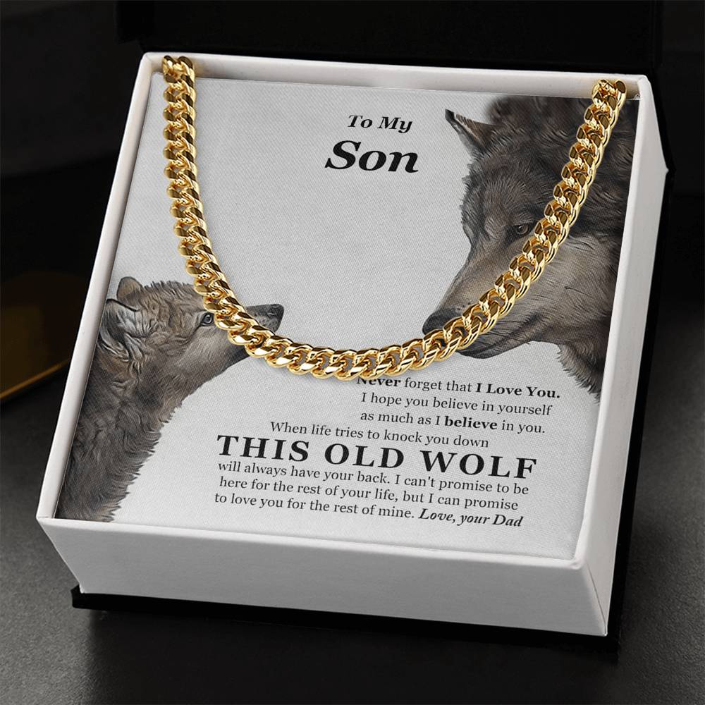 I Believe In You This Old Wolf Dad Gift For Son Cuban Link Chain Necklace