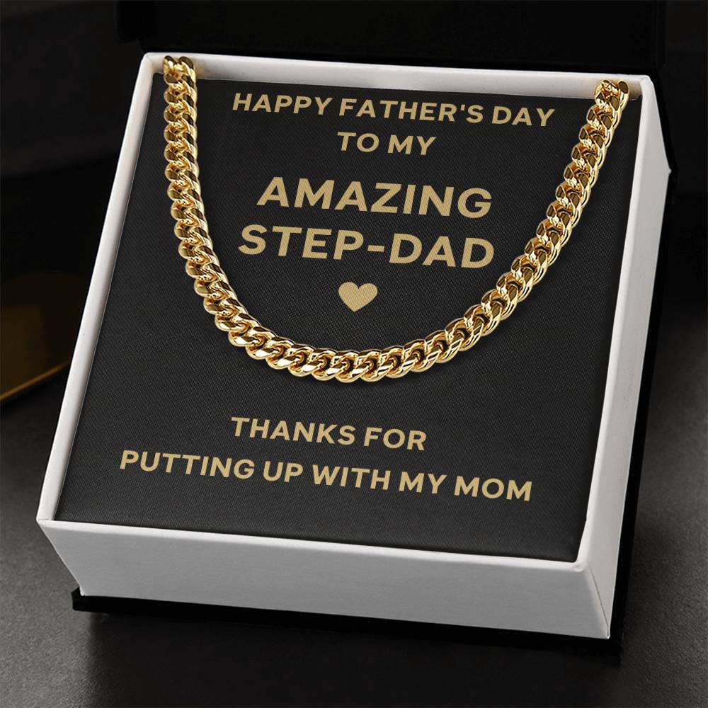 Happy Father's Day To My Step Dad Cuban Link Chain