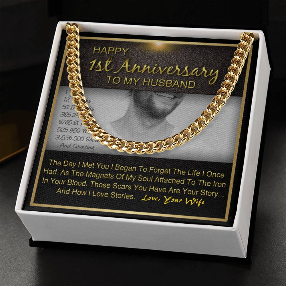 Happy 1St Year Anniversary To My Husband Cuban Link Chain
