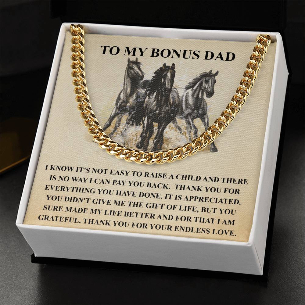Step Dad Gift From Step Daughter Bonus Dad Gift From Bonus Son Fathers Day Horse Lover Gift For Stepped Up Dad Cuban Link Chain