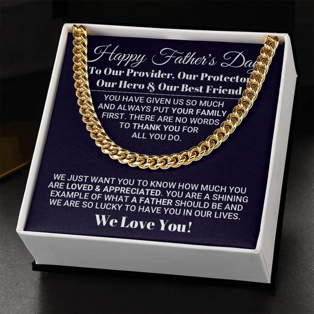 Our World Father's Day Necklace Cuban Link Chain