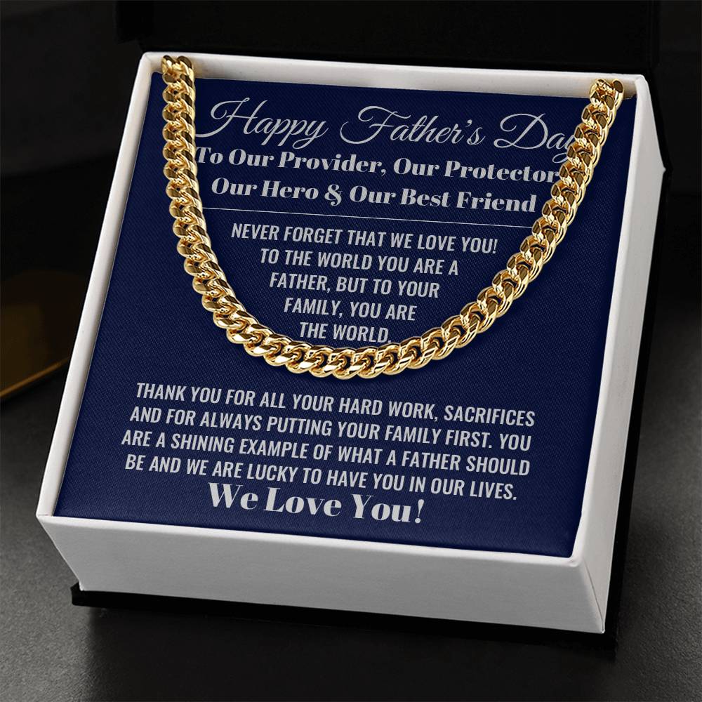 Our World Father's Day Necklace Cuban Link Chain
