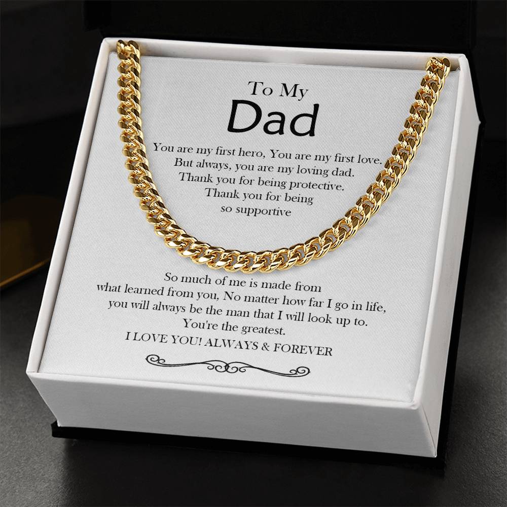 To My Dad Cuban Chain Necklace Gift For Dad From Son Daughter Father's Day Gift Dad Birthday Anniversary Gift Cuban Link Chain