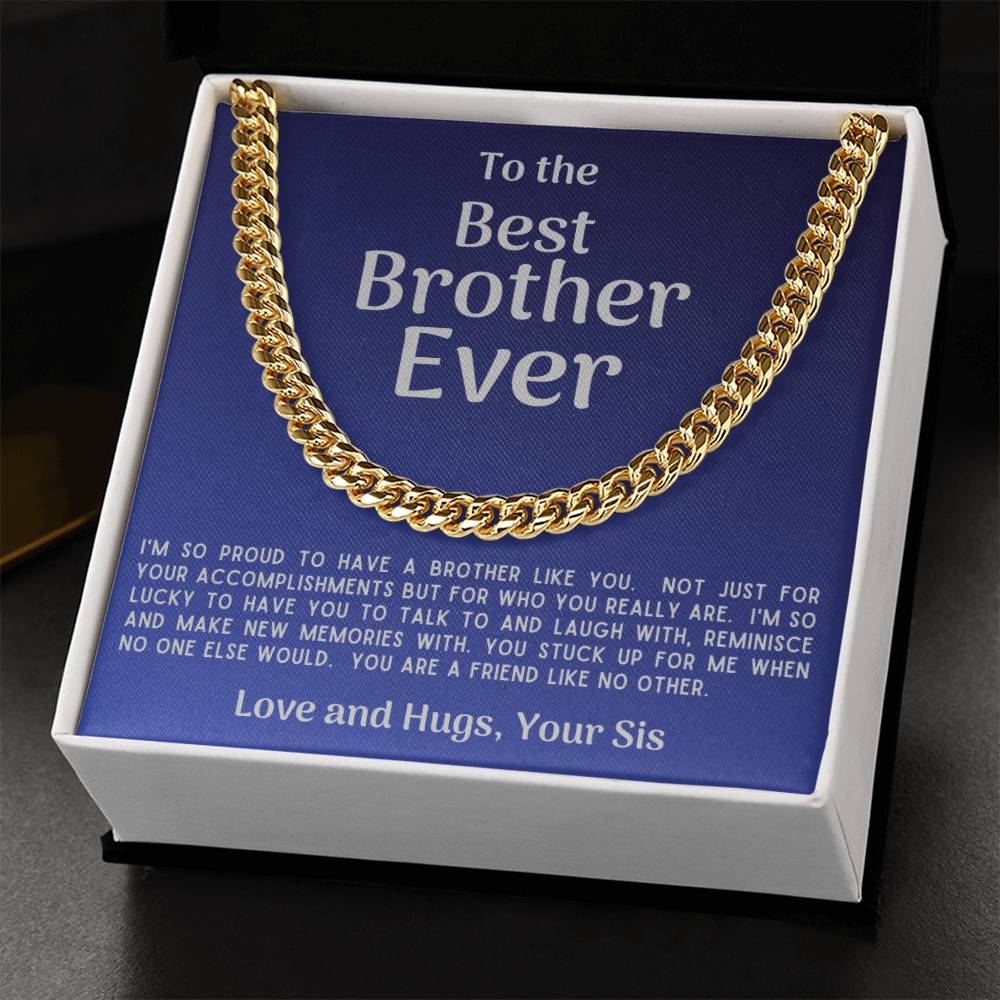 Best Brother Ever Cuban Link Necklace Gift From Sister Cuban Link Chain