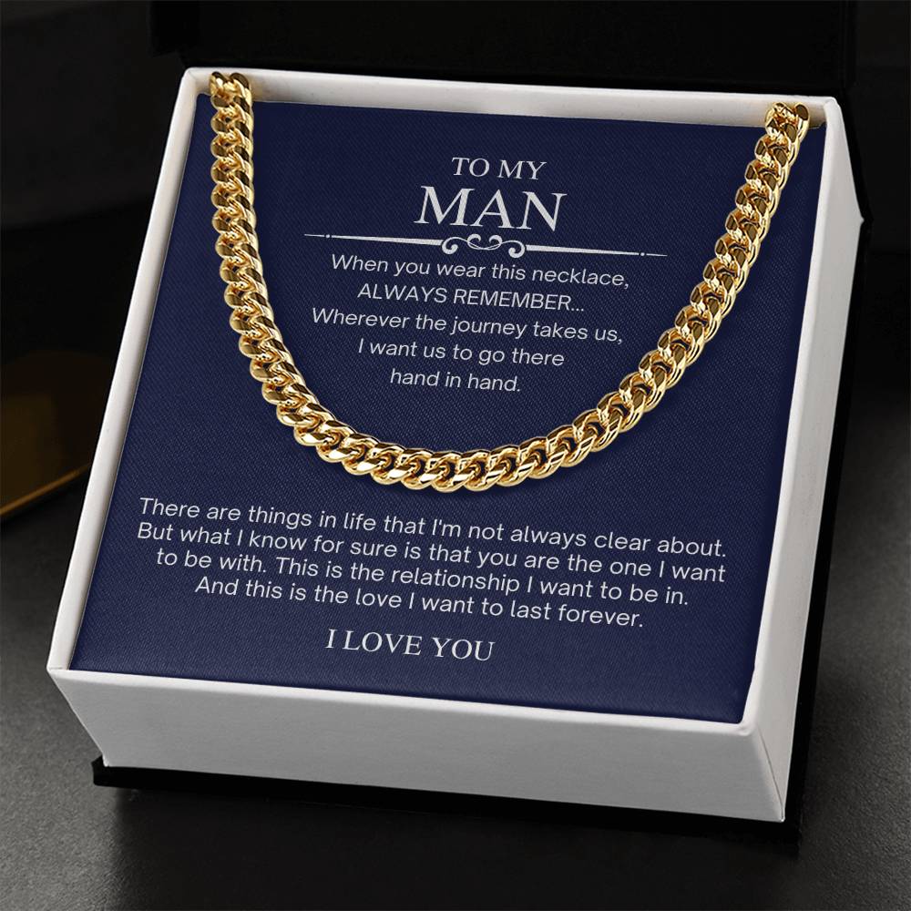 To My Man Valentine's Day Cuban Chain Necklace Cuban Link Chain